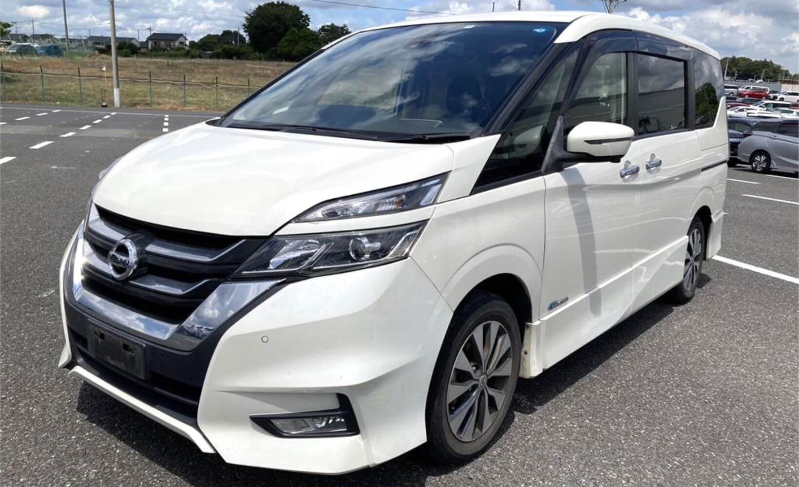 A Nissan Serena in White, imported from Japan